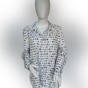 Jane and Delancey Multicolor Bird on a wire long Sleeve Shirt